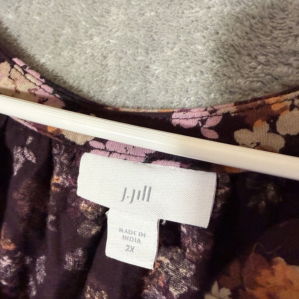 J. Jill Floral Button Front V-Neck Top Plus 2X Boho Casual Fairy Cottagecore